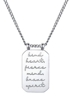 Mantra Kind Heart, Fierce Mind, Brave Spirit - Necklace in Silver at Nordstrom