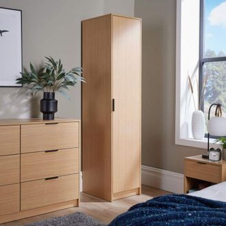 Home Source Industries Home Source - Wardrobe 1 Door Space Saving Oak Effect Bedroom Home Furniture Clothing Storage