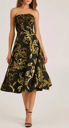 Helsi Vivi Strapless Cocktail Dress in Black/Gold at Nordstrom Rack, Size X-Small