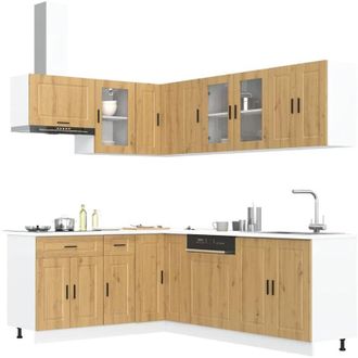 vidaXL Vidaxl - Mueble De Cocina Porto 11 Piezas Artesanal Roble