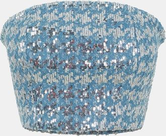 Amy Lynn Womens Slim Fit Cropped Tube Top - Blue - Size: 10