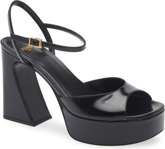 Fendi Arco Platform Sandal in Nero at Nordstrom, Size 38.5