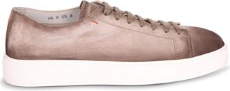 Santoni Nubuck Low-Top Sneaker - Heren - Sneakers - Beige - 41 EU - Schoenen