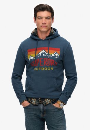 Superdry Kapuzensweatshirt SUPERDRY MOUNTAIN RELAXED HOOD, Herren, Gr. S, orion blau, angeraute Sweatware, Obermaterial: 100% Seide, bedruckt, relaxed fit, Run