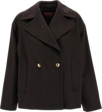 Max Mara Dubbele Revers Caban - Dames - Mantel - Bruin - S - Wol - Jassen
