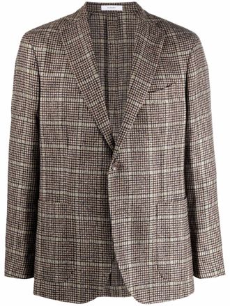 Boglioli single breasted checked blazer - men - Silk/Wool/Polyamide/Cupro/Viscose/Cashmere - 48 - Brown