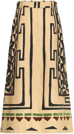Maison Common Printed Canvas Skirt With Belt in Sand/black at Nordstrom, Size 42