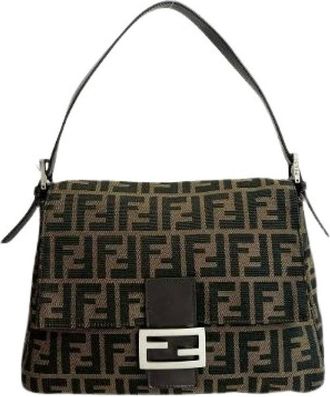 Fendi Pre-owned Shoulder Bags, female, Brown, Size: ONE SIZE Pre-owned Canvas Shoulder Bag