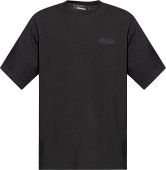 Dsquared2 Mens Loose Fit Monotone Logo Black T-shirt Cotton - Size Medium