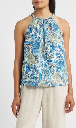 Tommy Bahama Frond Grove Cotton Poplin Top in Croissant at Nordstrom, Size X-Large