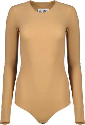 Maison Margiela Lycra Jersey Bodysuit - Dames - Bodies - Beige - L - Tweed - Tops
