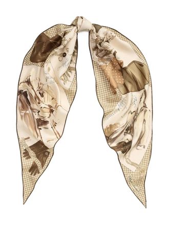Ralph Lauren Collection grapjhic-print silk scarf - women - Silk - One Size - Neutrals