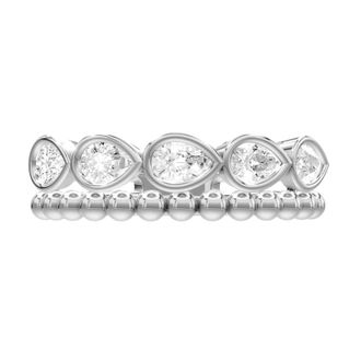 Diamond2Deal Sterling Silver 0.7 Ct Pear Lab Grown Diamond 5-Stone Ring Size 7, VS1, E-F