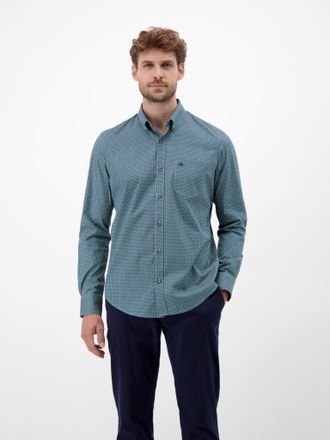 Lerros Langarmhemd LERROS, Herren, Gr. XXL, N-Gr, fjord blau, Web, Obermaterial: 97% Baumwolle, 3% Elasthan, gepunktet, regular fit normal, Manschette, Hemde