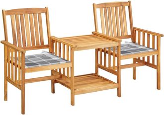 vidaXL Sillas Y Mesita De Jard&iacute;n Con Cojines Madera Maciza Acacia Vidaxl