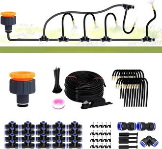 OEM Kit De Riego Por Goteo Autom&aacute;tico De 20 M, Conexiones R&aacute;pidas Sin Herramientas, 20 Boquillas De Pulverizaci&oacute;n De Cobre, Chorro Flexible De 360&deg; Para J