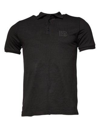 Dolce & Gabbana Mens Polo Shirt Dg Logo Short Sleeves - Black Cotton - Size EU 50 (Mens)