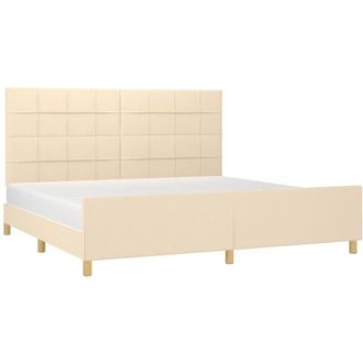 vidaXL Cama Sin Colch&oacute;n Tela Color Crema 200x200 Cm Vidaxl
