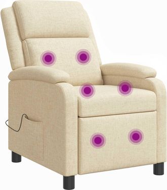 vidaXL Silla De Masajes Reclinable Crema Tela Vidaxl