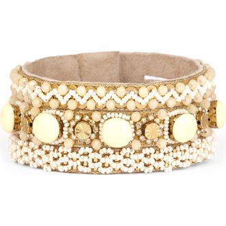 Deepa Gurnani Reed Bead & Crystal Bracelet in Ivory at Nordstrom