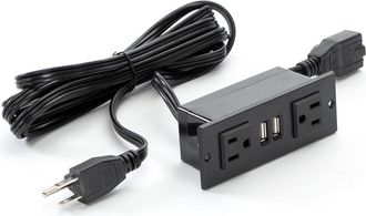 Safco Power Module with 2 Power and 2 USB Outlets, 1 Daisy Chain Black