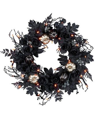 National Tree Company 24In Chic Eek Black & Gold Halloween Wreath