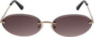 BCBGeneration 65mm Rimless Oval Sunglasses in Shiny Gold/Smoke/Pink at Nordstrom Rack