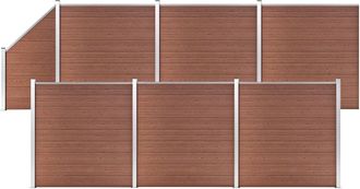 vidaXL Vidaxl - Set De Valla 6 Cuadradas + 1 Oblicua Wpc Marr&oacute;n 1138x186 Cm