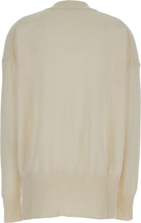 Jil Sander Womens Beige Ribbed Cashmere Pullover Tops Top