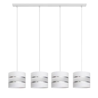 Netlighting Helen Straight Bar Pendant Ceiling Light White Silver 100cm