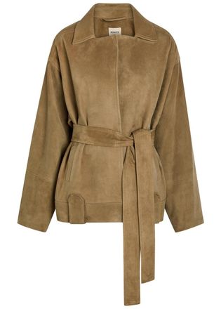 Khaite Alder Belted Suede Jacket - Khaki - S (UK8-10 / S)