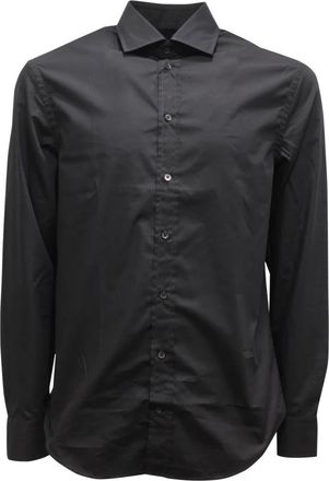Armani Modern Fit Overhemd - Heren - Zakelijke Overhemden - Zwart - S - Katoen - Overhemden