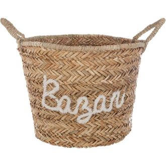 Atmosphera Atmosphera - Cesta De Mimbre Bordado Blanco Cr&eacute;ateur DInt&eacute;rieur
