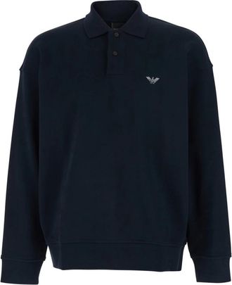 Emporio Armani Polo Collar Sweatshirt - Heren - Polos - Blauw - M - Katoen - Tops