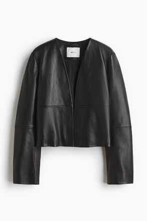 H&M Kurze Lederjacke - Schwarz