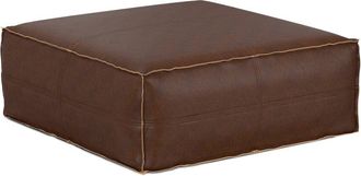 Simpli Home Brody 36In Boho Square Extra Large Coffee Table Pouf