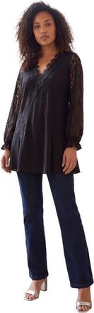 Roaman's Lace & Georgette Swing Tunic in Black at Nordstrom, Size 24