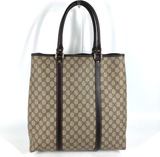 Gucci Gg Plus Beige Dark Brown Gg Plus Shoulder Bag Tote Bag (Pre-Owned)