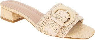 BCBGeneration Camri Buckled Raffia Slide Sandal in Natural at Nordstrom, Size 8