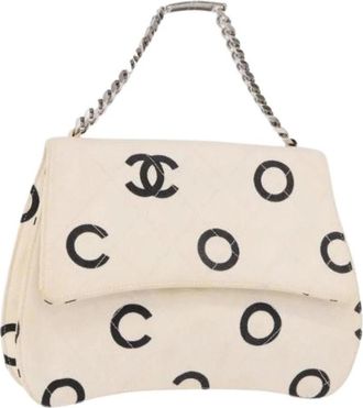 Chanel Pre-owned Vintage Canvas Hand Bag - Dames - Vintage Schoudertas - Wit - ONE Size - Vintage