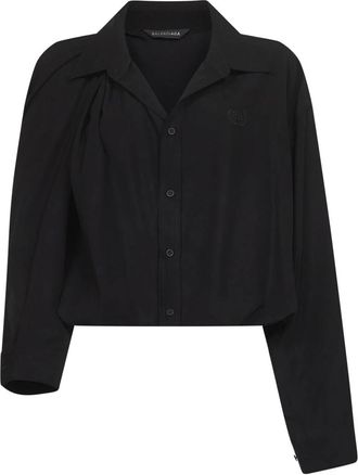 Balenciaga One Shoulder Shirt - Dames - Zomerjassen - Zwart - M - Leer - Jassen