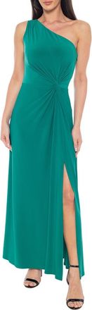Marina Rossini One-Shoulder Front Twist A-Line Gown in Kelly Green at Nordstrom Rack, Size X-Large
