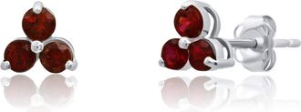 MAX + STONE 14k White or Yellow Gold Small Gemstone Trio Round Stud Earrings