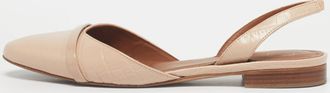 Malone Souliers X Roy Luwolt Beige Cro Embossed Leather Marion Luwolt Flat Slingback Sandals