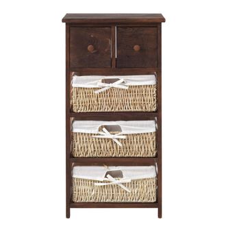 Mobili Rebecca Mobili Rebecca - Rebecca Mobili Comoda Cajonera 5 Cajones Madera Mimbre Marron 80x40x27