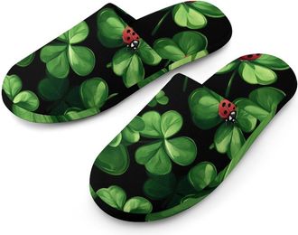 Generic Ladybuges Four Leaf Clovers Mens House Slippers Slip Indoor Slipper On Shoes Warm Outdoor