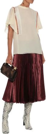 Chlo&eacute; Crystal-embellished silk-crepe blouse Size XS