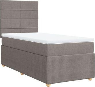 vidaXL Cama Box Spring Con Colch&oacute;n Tela Gris Taupe 100x200 Cm Vidaxl