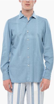 Finamore Cotton Jersey Shirt with Spread Collar size 42