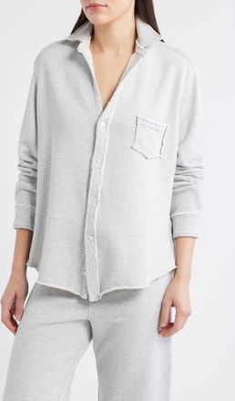 Frank & Eileen Relaxed Fit Cotton Terry Button-Up Shirt in Gray Melange at Nordstrom, Size X-Large